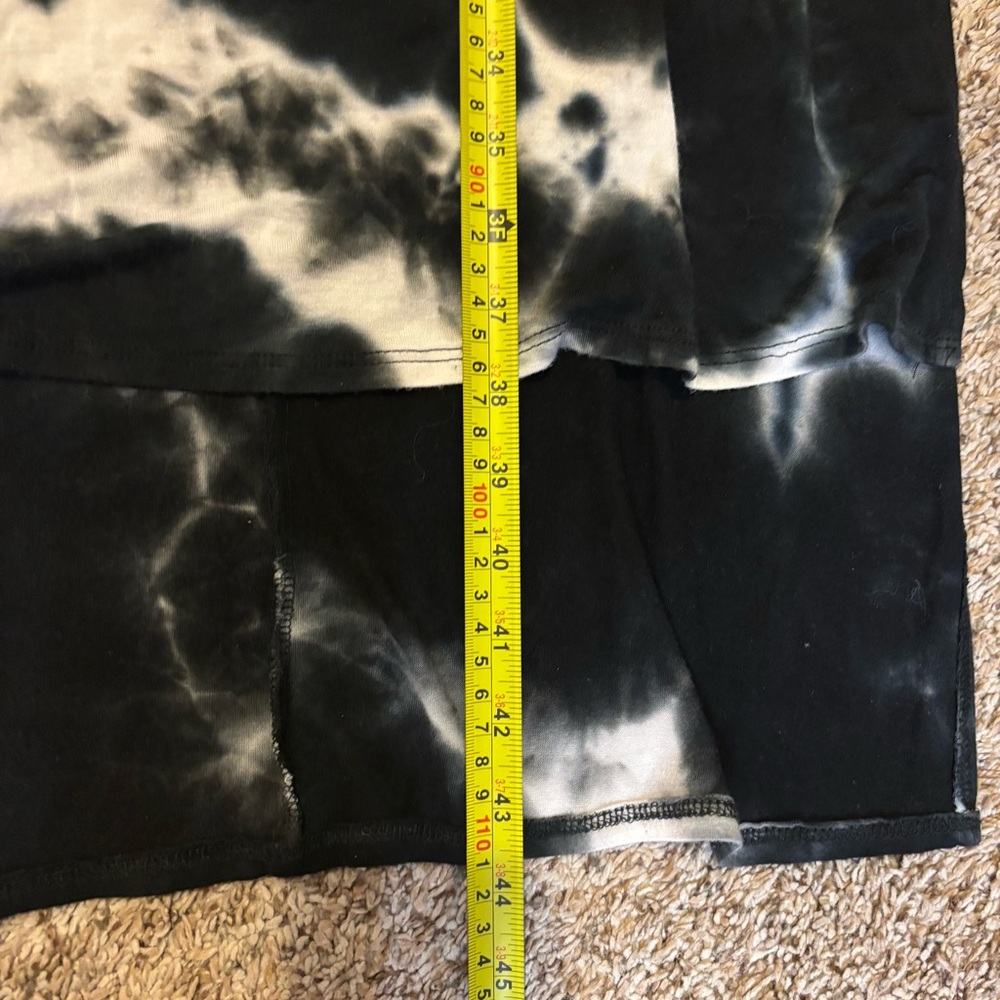 Caution To The Wind Dress Small Black & White Tie-Dye Short Sleeve Midi Hi-Low - Picture 13 of 14